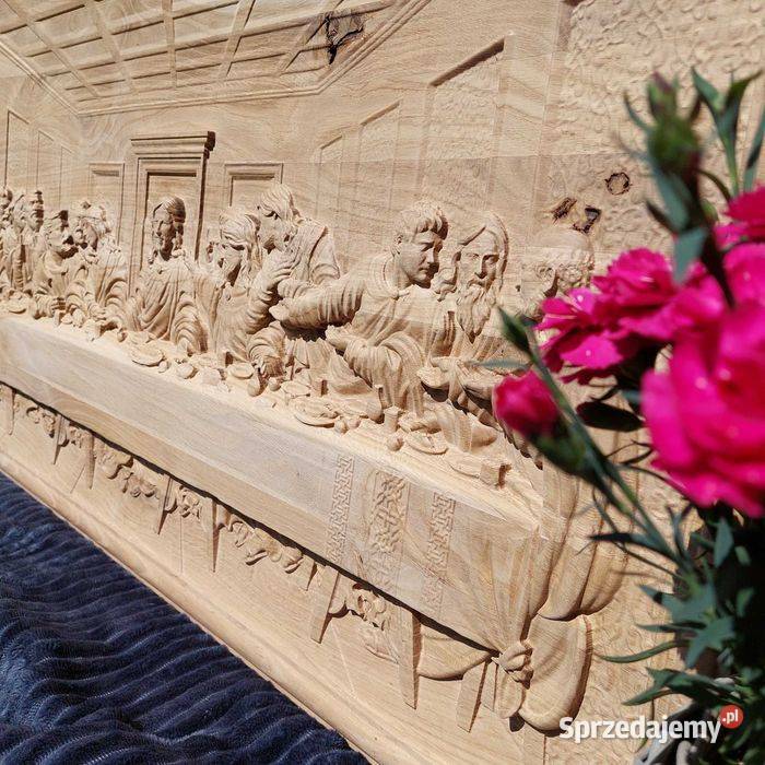 Ostatnia Wieczerza Płaskorzeźba w Drewnie Obrazki i obrazy