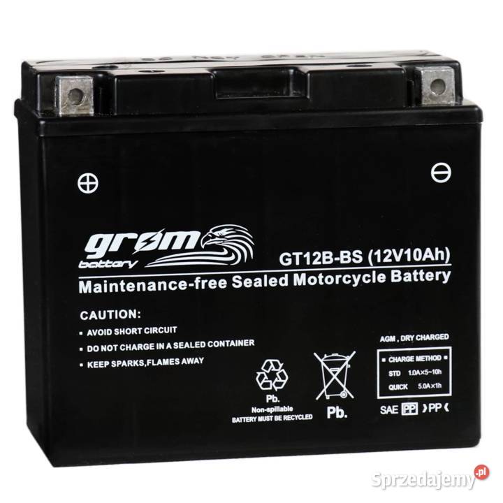 Akumulator motocyklowy GROM GT12B-BS YT12B-BS12V10Ah 180A L+