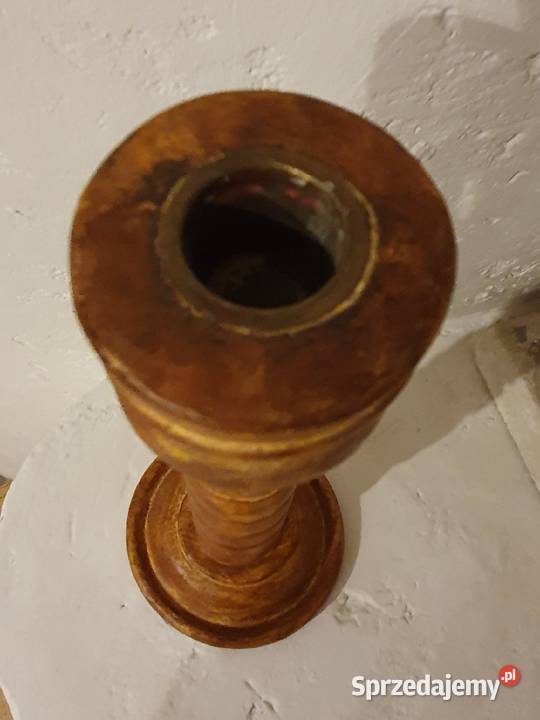 ŚWIECZNIK drewniany prowensalski malowany z odcienie brązowego Lublin