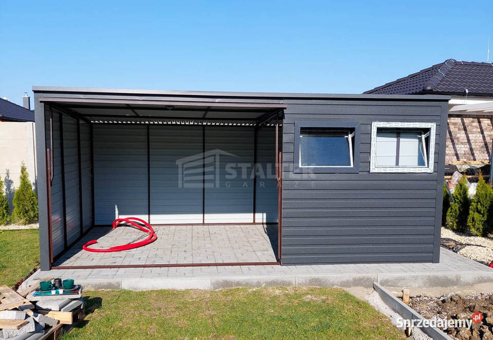 Garaz Blaszany 52X3 Brama Uchylna Drzwi 2x okno samodzielny Kalwaria Zebrzydowska