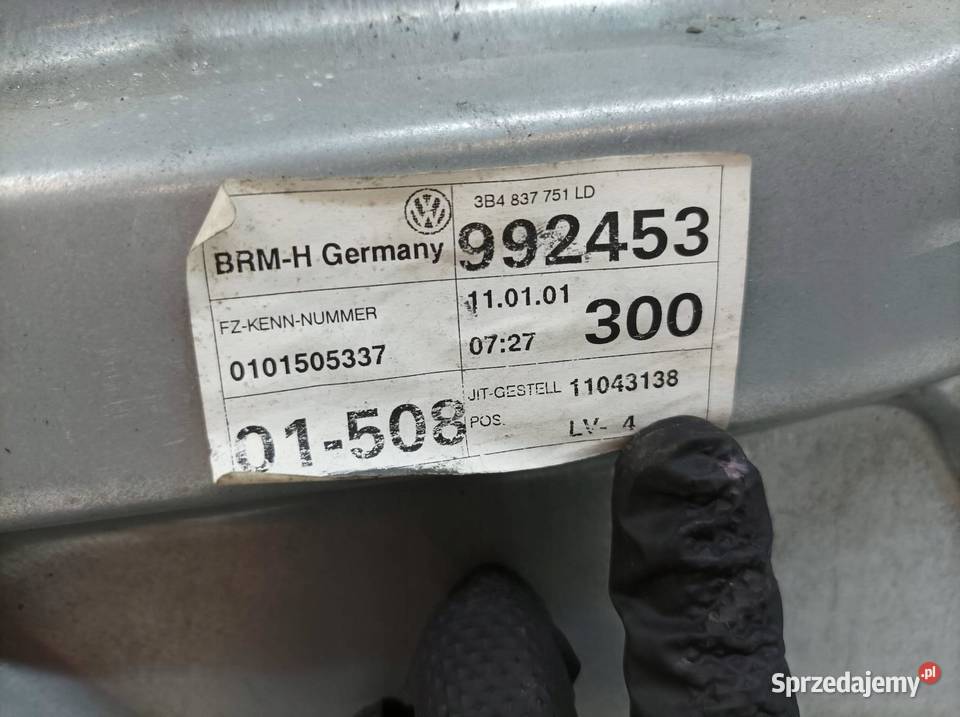 MECHANIZM SZYBY LEWY PRZÓD EU 3B4837751LD VW świętokrzyskie
