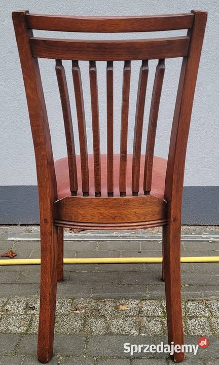 Krzesła dębowe ze skórzanym siedziskiem 6 sztuk Dom i Ogród sprzedam