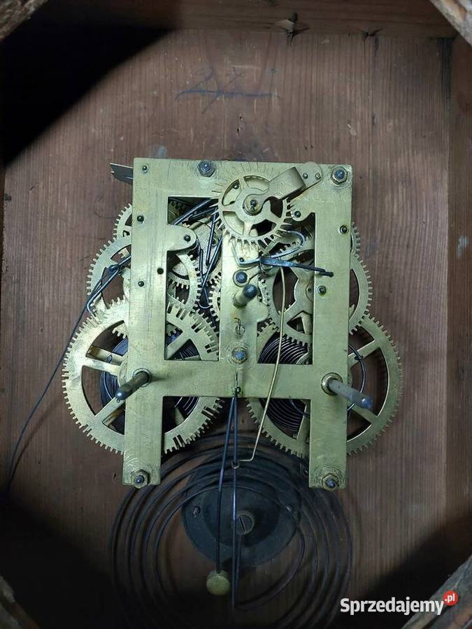 127 Stary amerykański zegar ścienny sprężynowy Tczew