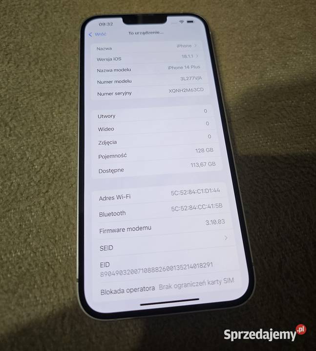Iphone 14 plus 128 GB fioletowy purple stan sprzedam
