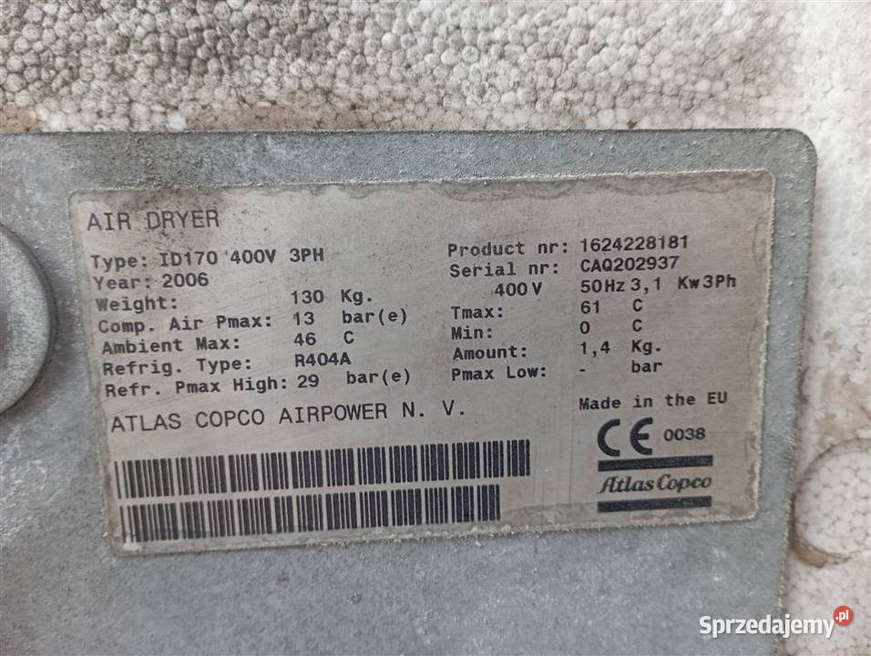 Sprężarka śrubowa kompresor ATLAS COPCO GA45 VSD opolskie Wilków