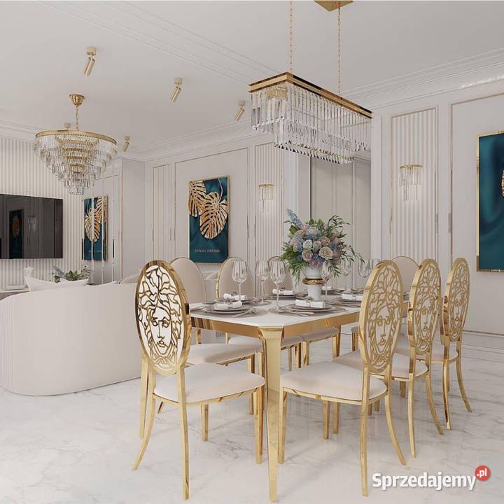 Designerski Stół do Jadalni ELITE Szklany Blat 220cm Dom i Ogród Warszawa