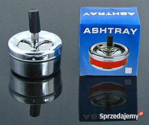 Srebrna Metalowa Popielniczka Obrotowa 81 z