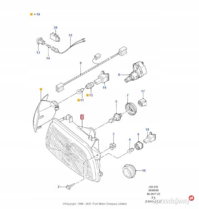 LAMPA PRAWA PRZEDNIA PRZÓD ESCORT ORION 9095 osobowe