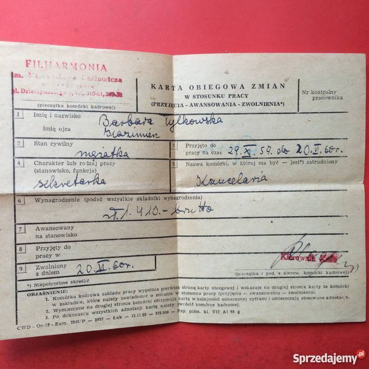 822 Karta Obiegowa Szczecin