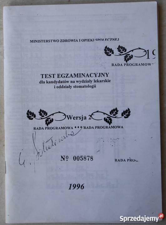 Test egzaminacyjny kandydatów na wydziały Pozostałe Straszyn