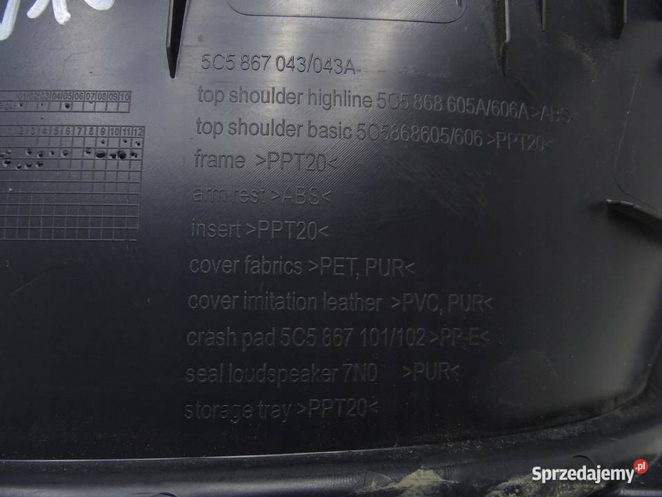 BOCZEK TAPICERKA DRZWI LEWY TYŁ TYLNY 5C5867043 sprzedam