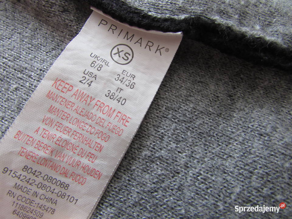 narzutka swetr czarno szary Primark 40 L Rozmiar 40(L) Kraków
