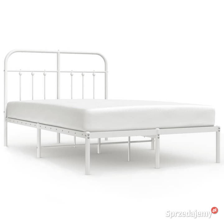 Łóżko Metalowe Białe Rama Łóżka Ze Stelażem 196cm