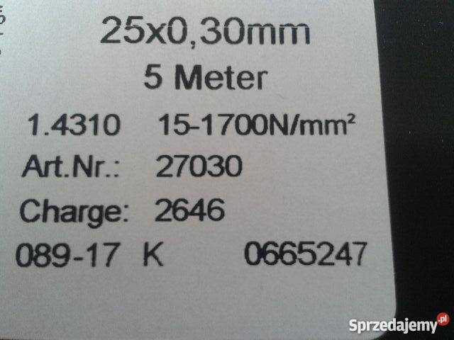 TAŚMA SPRĘŻYNOWA NIERDZEWNA 14310 03x25mm Warszawa