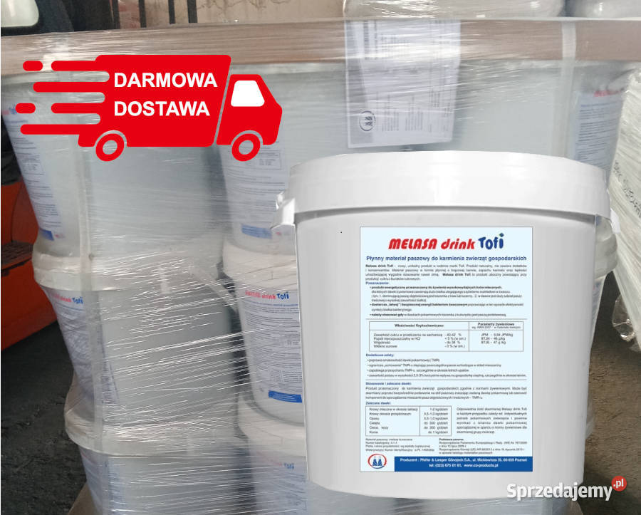 Melasa Drink Tofi paleta 27 wiaderek 25 Nysa sprzedam