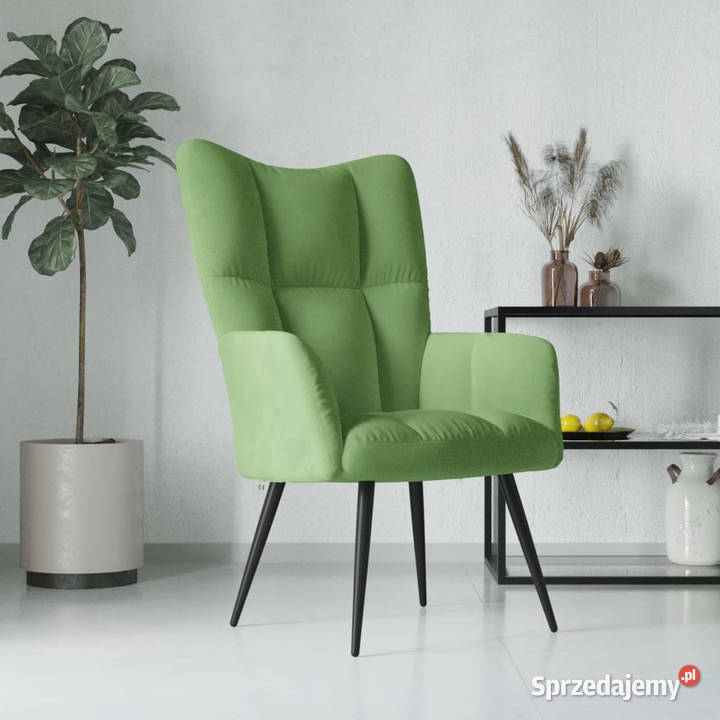 Fotel jasnozielony obity aksamitem WM328076 Warszawa sprzedam