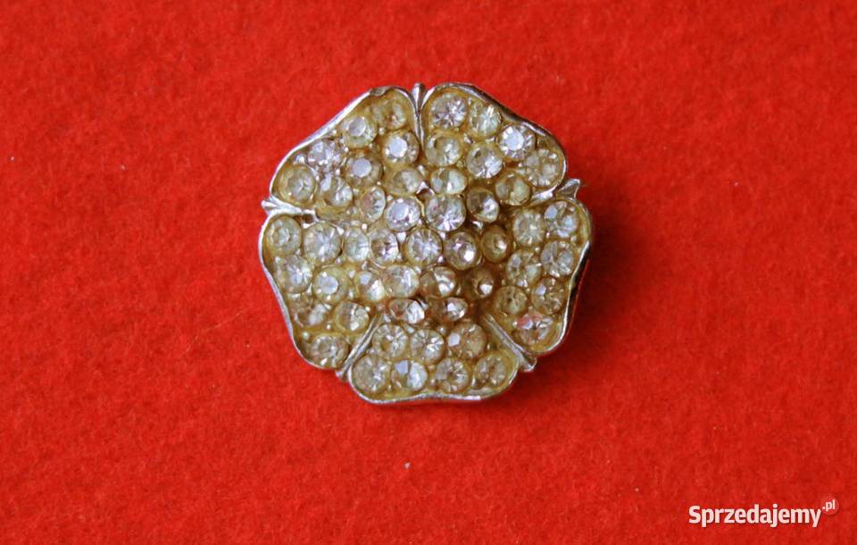 Stara angielska broszka kryształowy kapelusz Ochojno