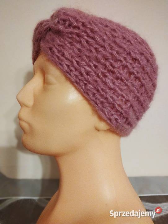 Szeroka opaska na głowę turban pudrowy róż Dla kobiet Olsztyn