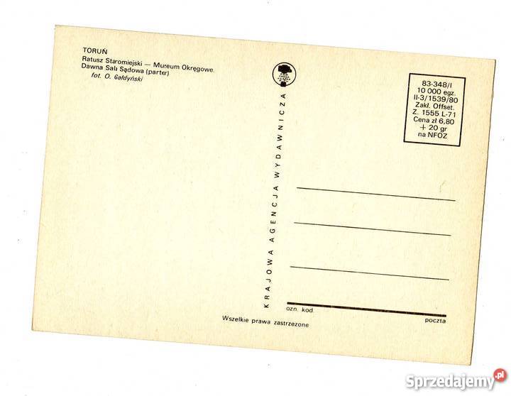 TORUŃ RATUSZ STAROMIEJSKI POCZTÓWKA