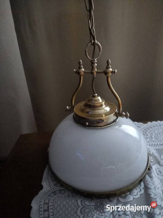 Wisząca mosiężna lampa z dużym kloszem sprzedam