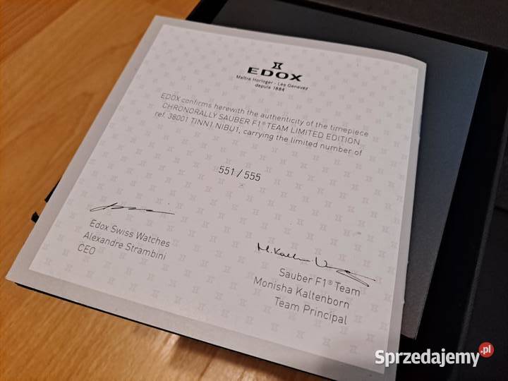 EDOX Sauber F1 Team limitowana kolekcja ETUI BOX Kraków