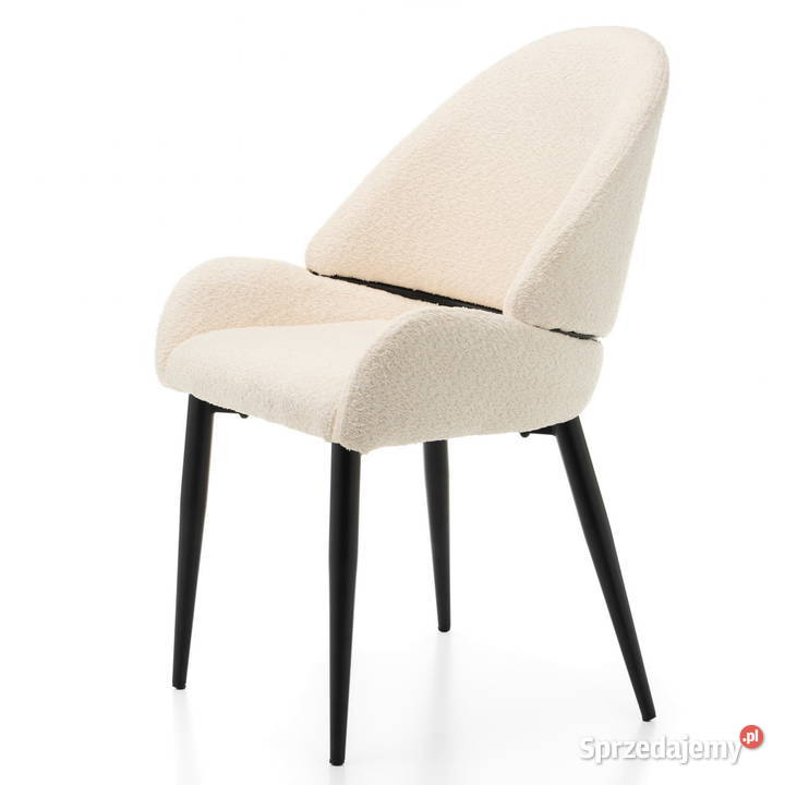 Krzesło Tapicerowane Bergamo Boucle Jasnobeżowe Krzesła Tarchały Małe