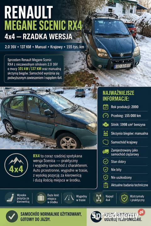 Renault Megane Scenic Rx4 przebieg 155 Dąbrowa Górnicza