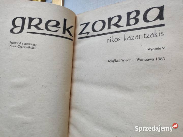 1986 Nikos Kazantzakis Grek Zorba ISBN 9788378819134 Kielce