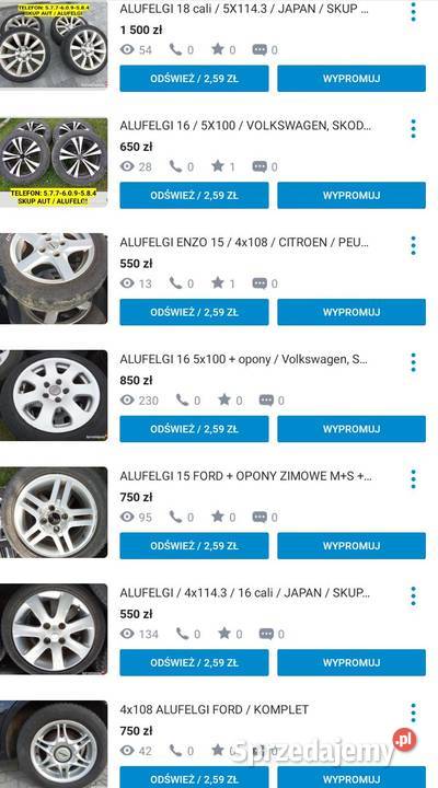 ALUFELGI 16 PEUGEOT CITROEN SKUP AUT ALUFELGI Wągrowiec