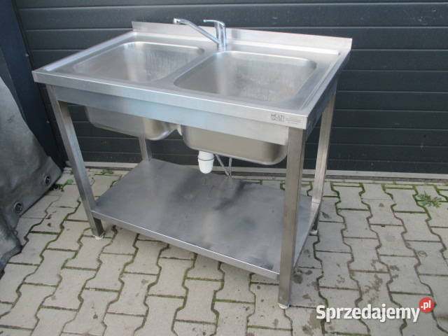 Zlew 2 Komory Dwukomorowy Z Półką Stal wielkopolskie