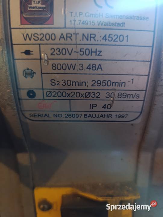 Szlifierka stołowa 800W niemiecka dolnośląskie