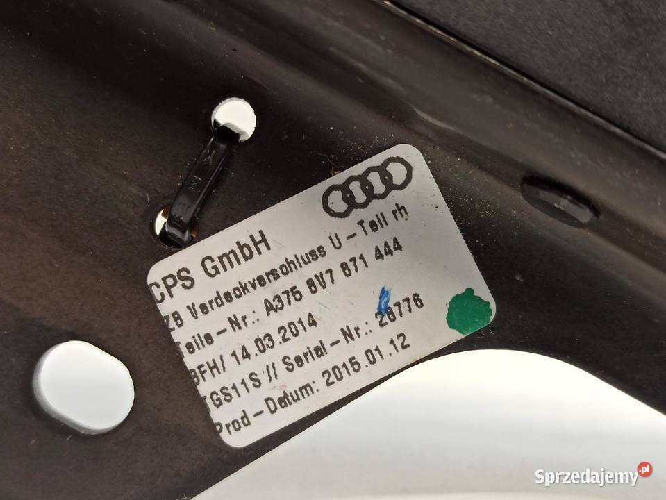 A3 8V CABRIO ZAMEK DACHU PRAWY GÓRNY 8V7871444 osobowe sprzedam