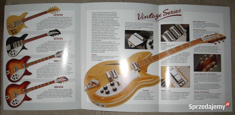 Rickenbacker Vintage Series zestaw broszur gitar Gitary i akcesoria Kępice