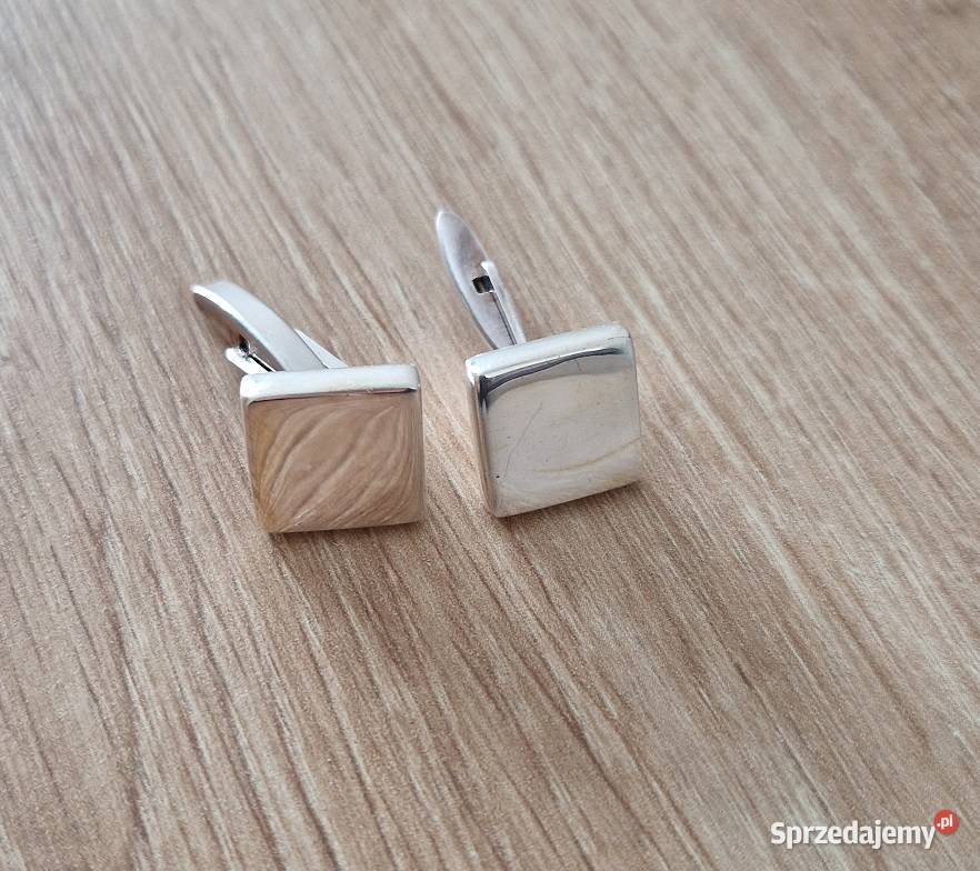 srebrne spinki do mankietów 10g kwadrat małopolskie