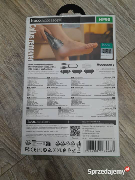 Elektryczny pilnik do stóp Hoco HP90 czarny Sprzęt medyczny Wieliczka