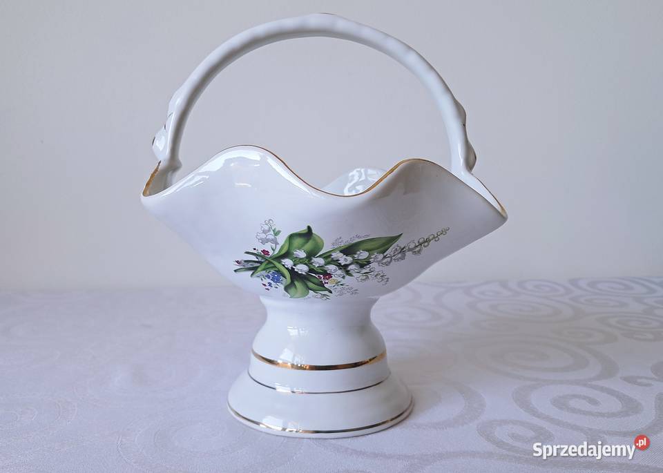 Koszyk porcelanowy CHODZIEŻ konwalie złocenia Strzelce Krajeńskie