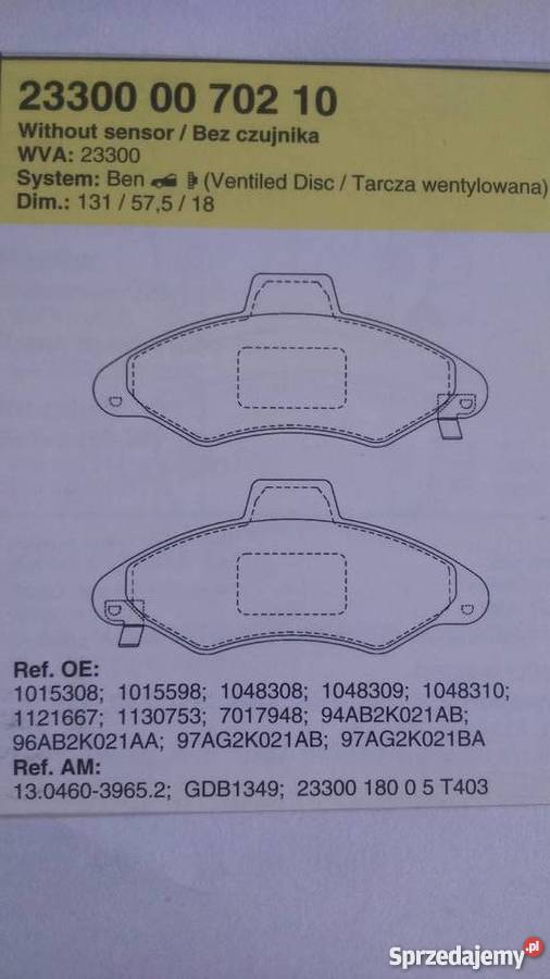 Klocki hamulcowe FORD Escort Ciechanów