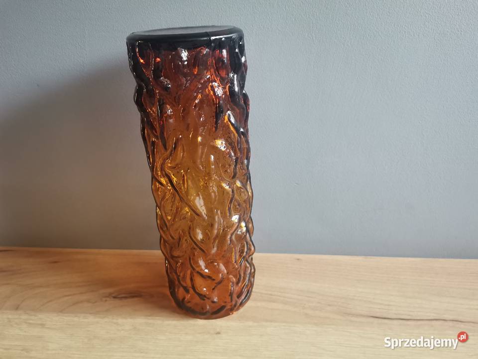 Stary duży wazon Pieniek szkło miodowe PRL huta Katowice sprzedam