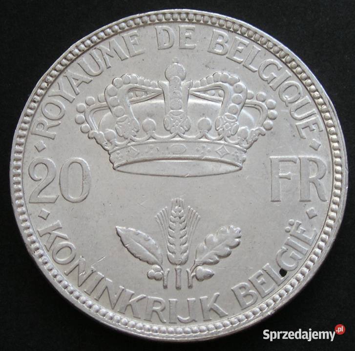 Belgia 20 franków 1935 Leopold III SREBRO Łódź