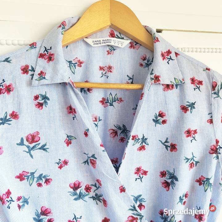 Bluzka koszula Zara M 38 niebieska wrap w kwiaty Szczecin sprzedam