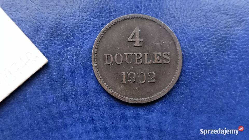 Stare monety 4 doubles 1902 Guernsey Lesko