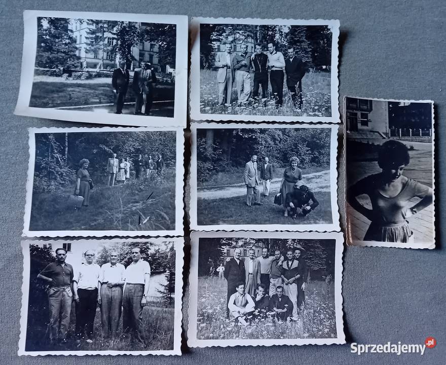 Zestaw 7 fotografii samatorium wczasy lata 50e wielkopolskie Koźminek