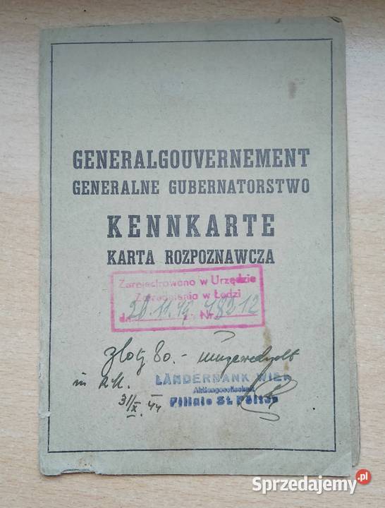 Kennkarte 1943r Nakło nad Notecią
