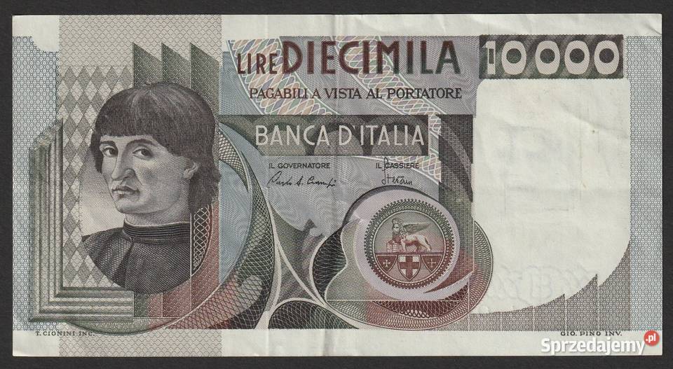 Włochy 10000 lirów 1982 stan 23 Antyki, Sztuka, Kolekcje