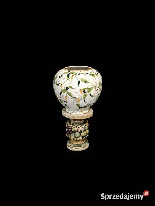 Wazon amfora włoska porcelanowy z podstawą Poddębice