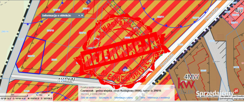 sprzedaży gruntu Koziegłowy Żwirowa 889m2 889m2
