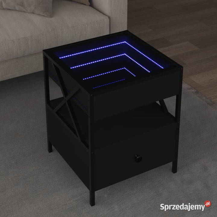 Stolik nocny z LED Infinity czarny 40x40x51 mazowieckie Warszawa
