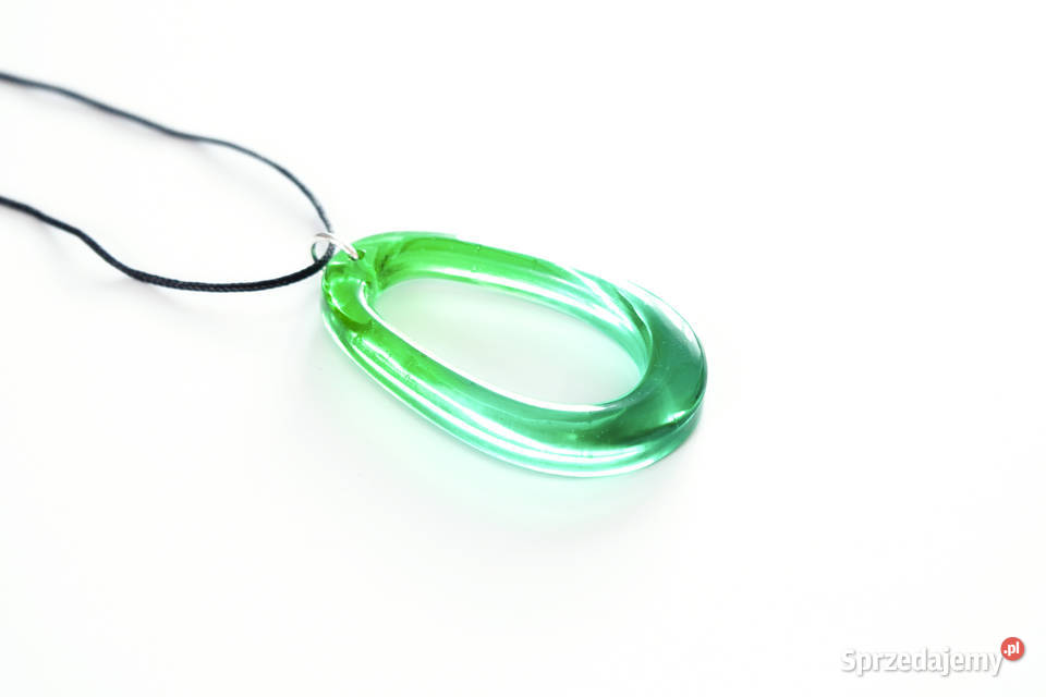 Owalny zielony wisiorek z żywicy epoksydowej Warszawa sprzedam