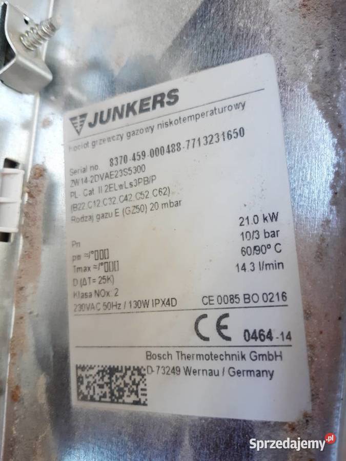 Piec gaz Junkers ZW142DVAE 23S 5300 dwuf zamkom Piece i kominki mazowieckie Piaseczno