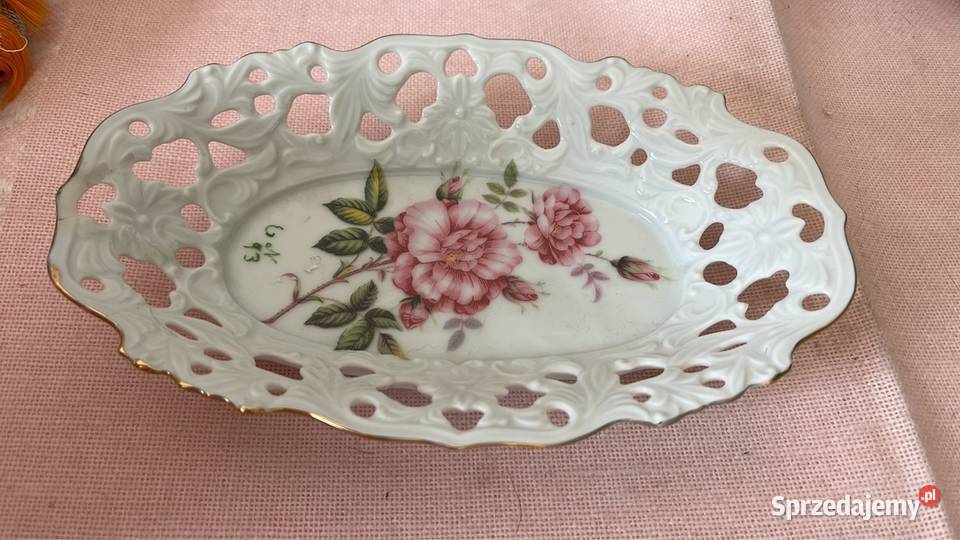 Paterka Bez sygnatury Róże Ażur biała porcelana Gdańsk sprzedam